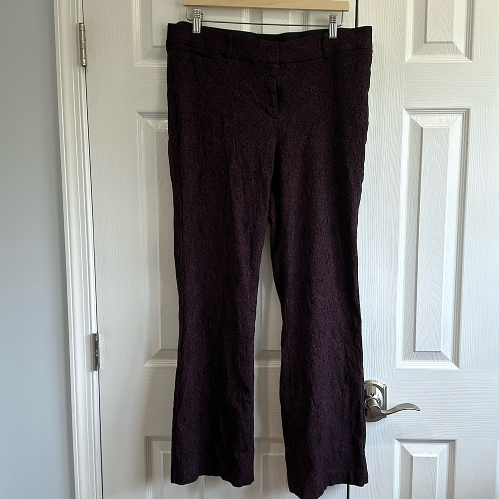 EUC Lane Bryant Allie Black and Deep Purple Paisley pants - Size 18R - Bootcut